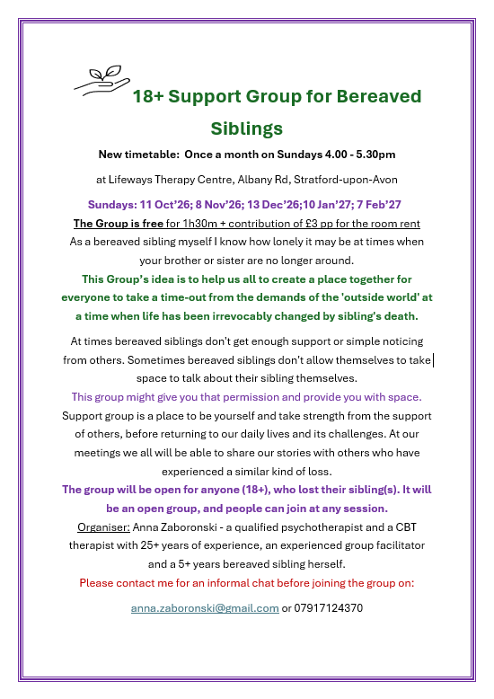 Support Group for Bereaved Siblings